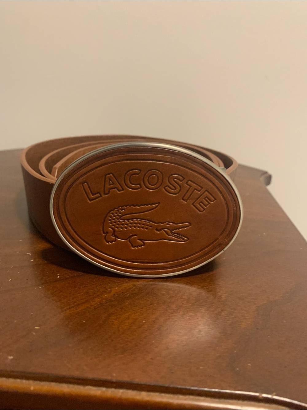 Lacoste Brown Leather Oval Logo Belt A13
